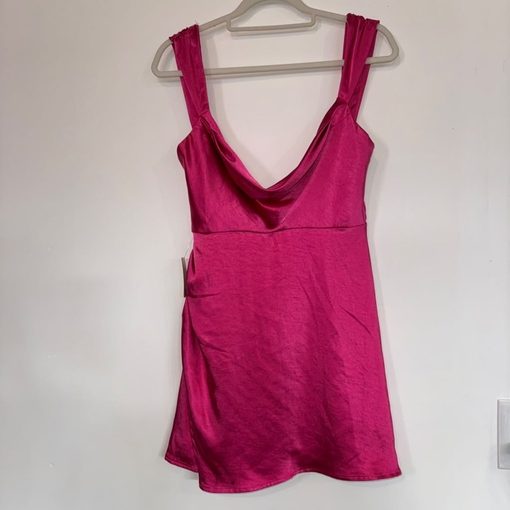 NWT Runaway Havanna Mini Dress Women's Sz S Hot Pink Cowl Neck Barbiecore Y2K